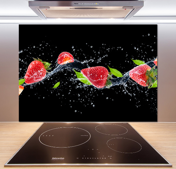 Achterwand keuken Aardbeien en water