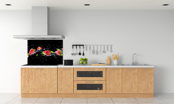 Achterwand keuken Aardbeien en water