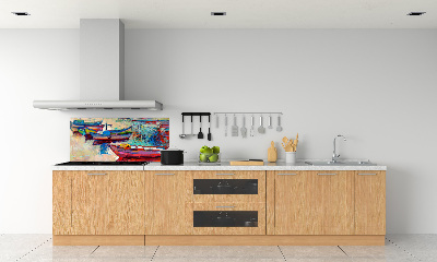 Spatscherm keuken Kleurrijke boten