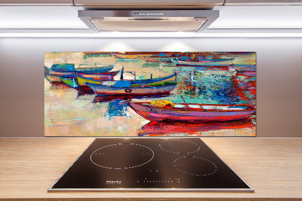 Spatscherm keuken Kleurrijke boten
