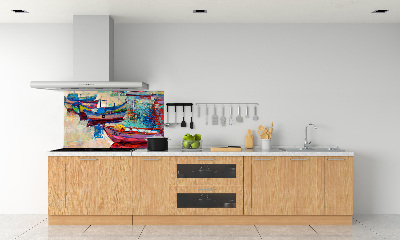Spatscherm keuken Kleurrijke boten