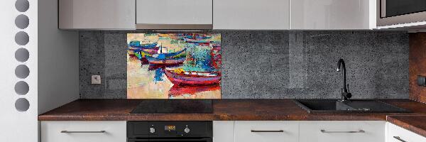 Spatscherm keuken Kleurrijke boten