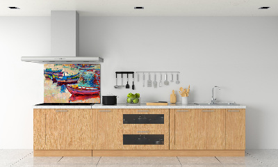 Spatscherm keuken Kleurrijke boten
