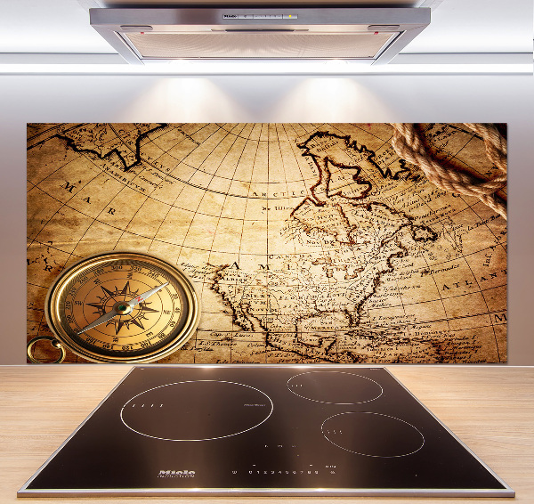 Panel do kuchni Kompas na mapie