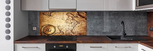 Spatplaat keuken Kompas op de kaart