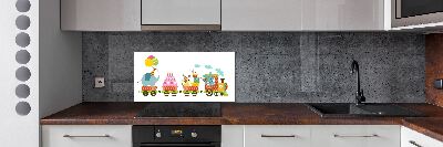 Glazen achterwand keuken Vrolijke Trein