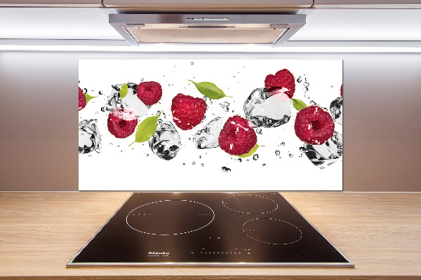 Glazen achterwand keuken Framboos en water