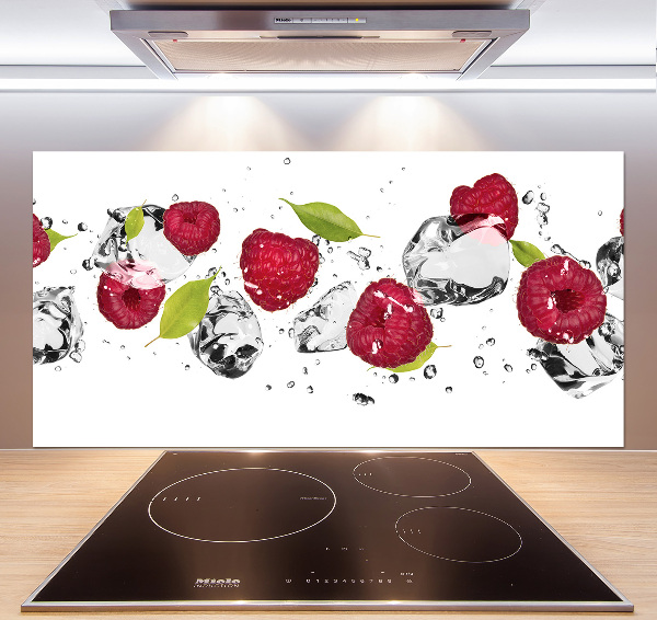 Glazen achterwand keuken Framboos en water