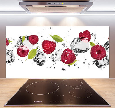 Glazen achterwand keuken Framboos en water