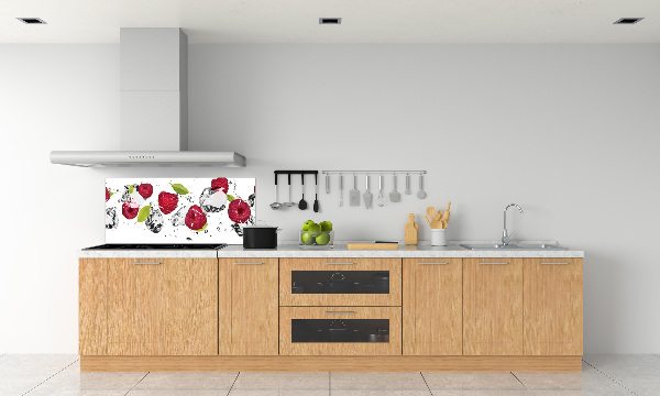 Glazen achterwand keuken Framboos en water