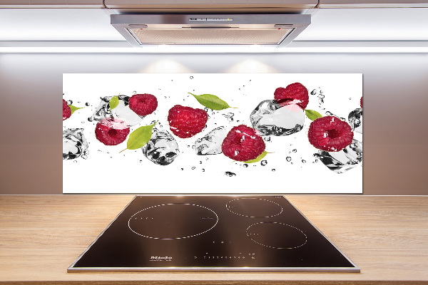 Glazen achterwand keuken Framboos en water