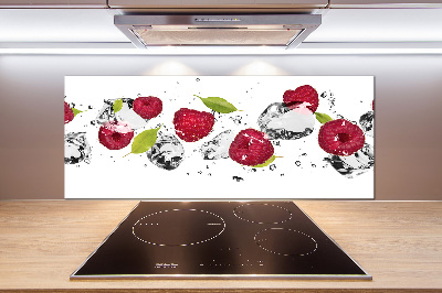 Glazen achterwand keuken Framboos en water