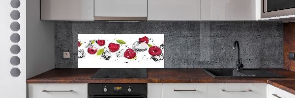 Glazen achterwand keuken Framboos en water