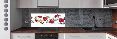 Glazen achterwand keuken Framboos en water