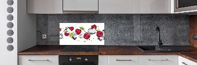 Glazen achterwand keuken Framboos en water