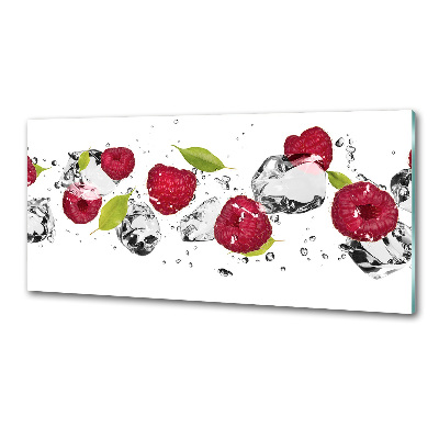 Glazen achterwand keuken Framboos en water