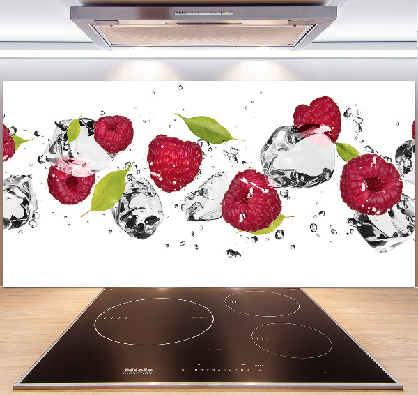 Glazen achterwand keuken Framboos en water