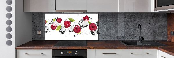 Glazen achterwand keuken Framboos en water