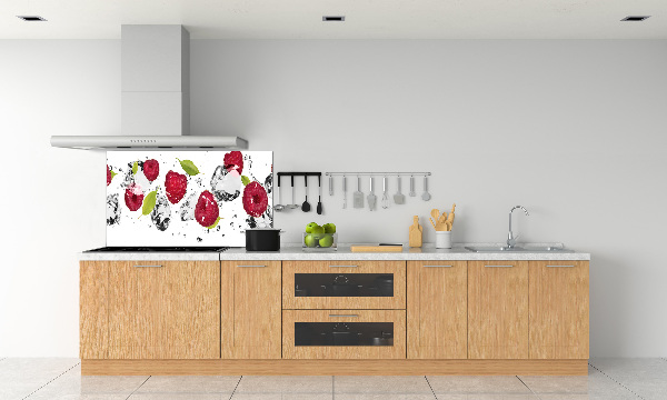 Glazen achterwand keuken Framboos en water