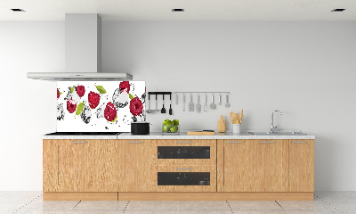 Glazen achterwand keuken Framboos en water