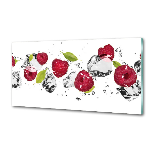 Glazen achterwand keuken Framboos en water