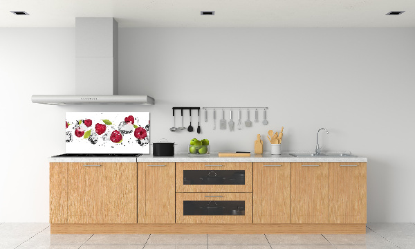 Glazen achterwand keuken Framboos en water