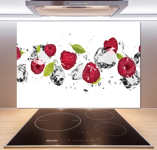 Glazen achterwand keuken Framboos en water