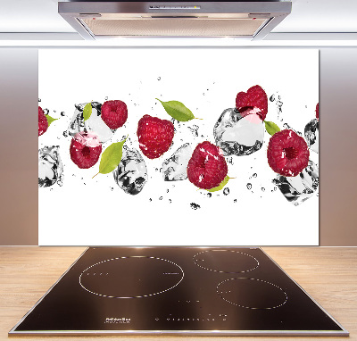Glazen achterwand keuken Framboos en water
