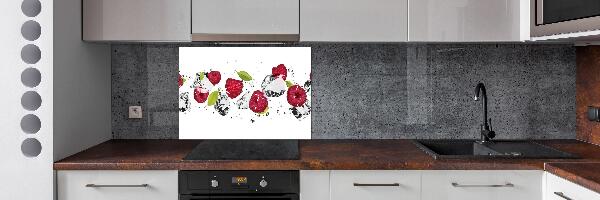 Glazen achterwand keuken Framboos en water