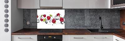 Glazen achterwand keuken Framboos en water