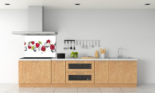 Glazen achterwand keuken Framboos en water