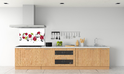 Glazen achterwand keuken Framboos en water