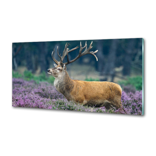 Panel lacobel Jeleń wśród lawendy