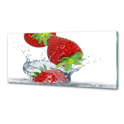 Glazen achterwand keuken Aardbeien en water