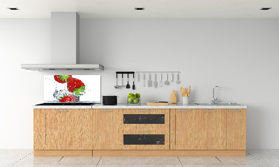 Glazen achterwand keuken Aardbeien en water