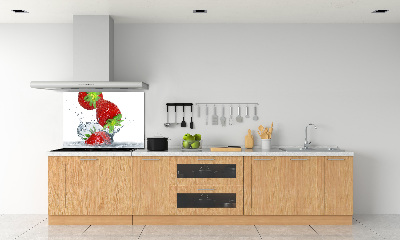 Glazen achterwand keuken Aardbeien en water