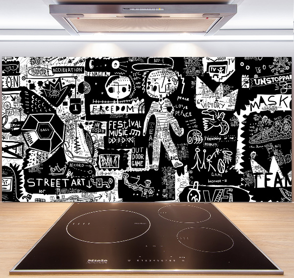 Panel między meble w kuchni Graffiti