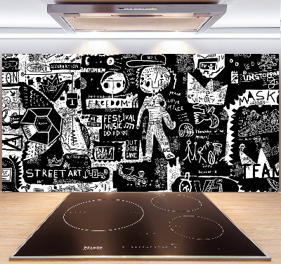 Panel między meble w kuchni Graffiti