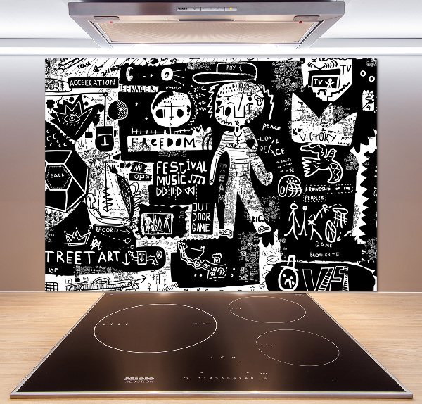 Panel między meble w kuchni Graffiti