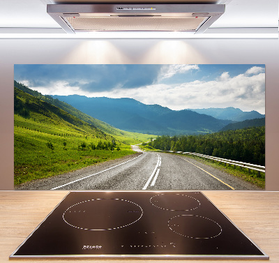 Spatscherm keuken Weg in de bergen