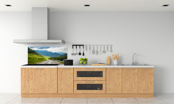 Spatscherm keuken Weg in de bergen
