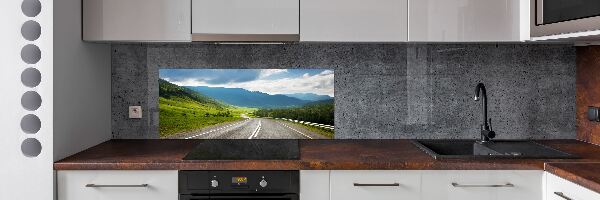 Spatscherm keuken Weg in de bergen