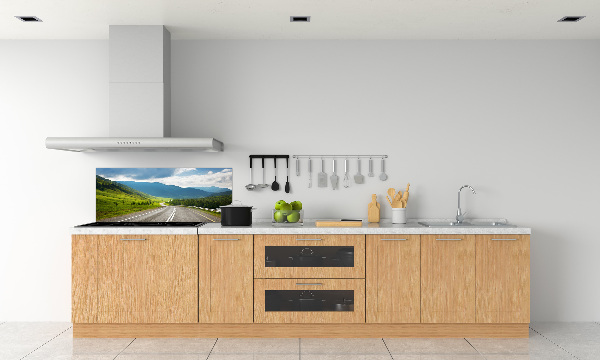 Spatscherm keuken Weg in de bergen