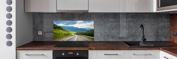 Spatscherm keuken Weg in de bergen