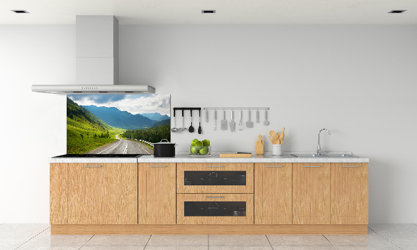 Spatscherm keuken Weg in de bergen