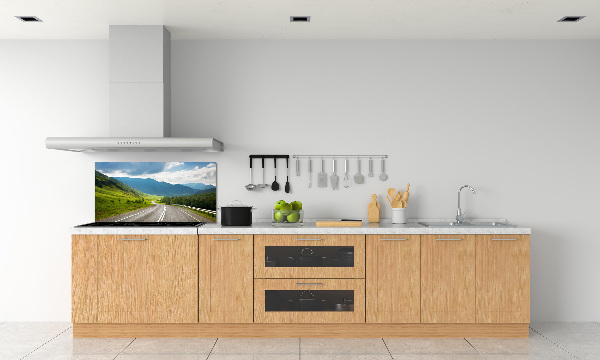 Spatscherm keuken Weg in de bergen