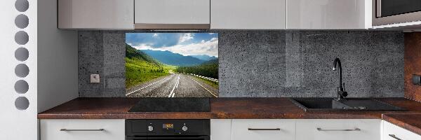 Spatscherm keuken Weg in de bergen