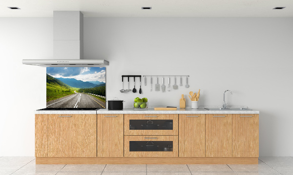 Spatscherm keuken Weg in de bergen