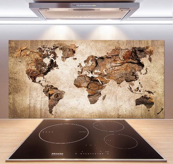 Keuken achterwand Wereldkaart van hout