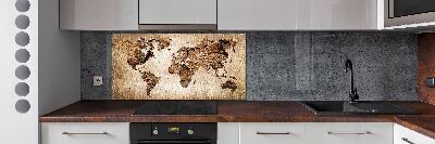 Keuken achterwand Wereldkaart van hout